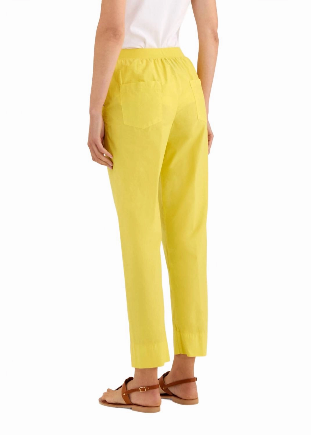 Garment-Dyed Flat Elasticated Straight Trousers In Citrus