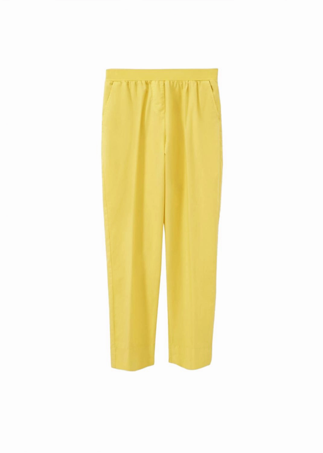 Garment-Dyed Flat Elasticated Straight Trousers In Citrus