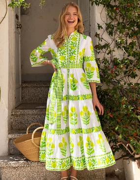Gemma Dress - Lime Botanics Swim Womens - bikinis clearance