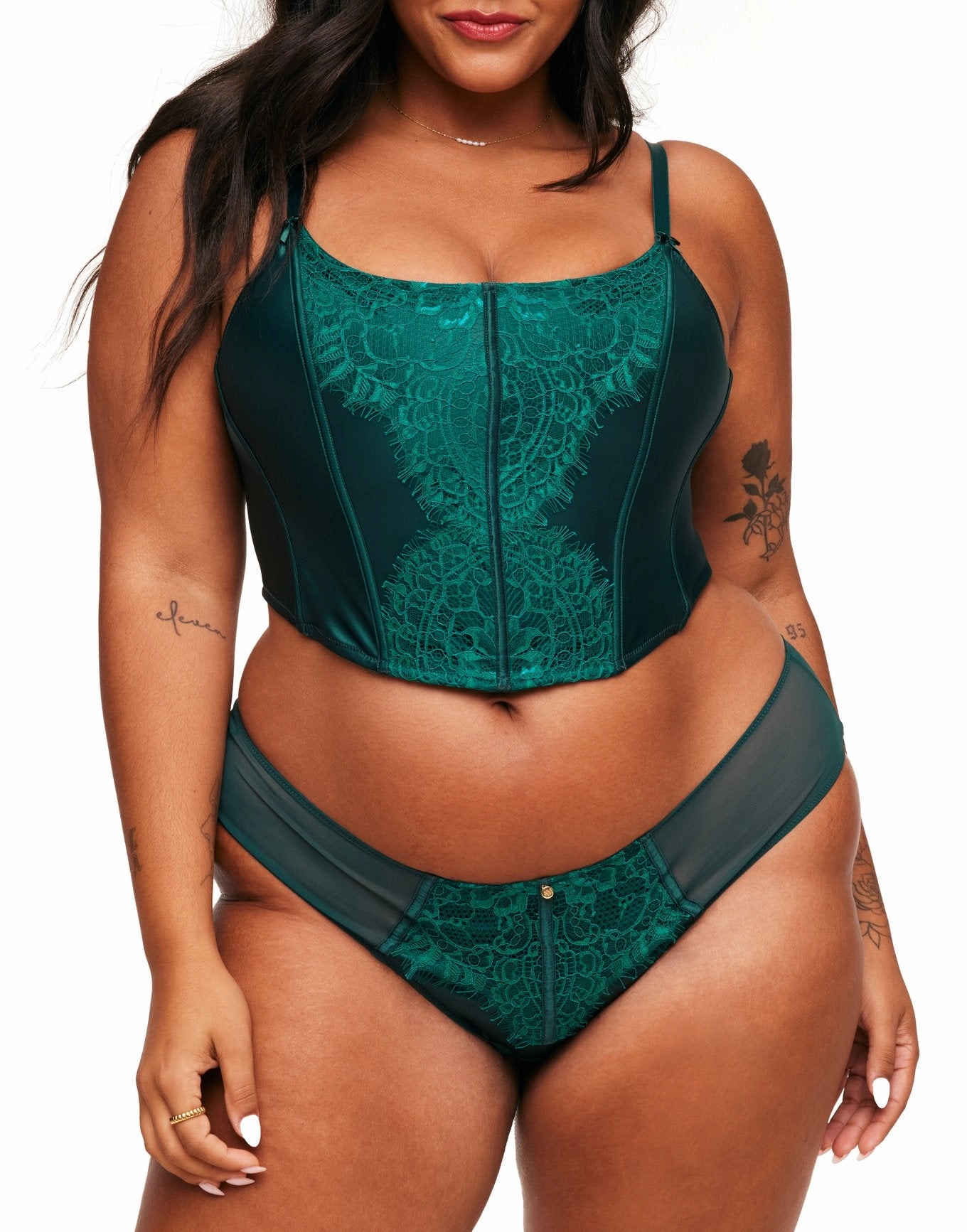 Genevive Women's Plus-Size Cropped Corset & Panty Set
