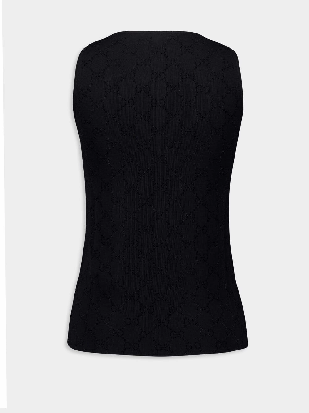 GG Embroidery Black Wool Tank Top