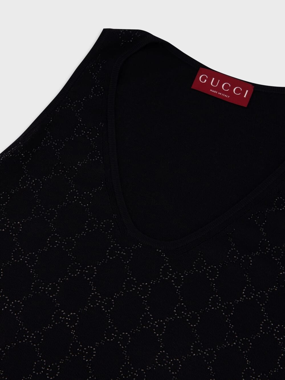 GG Embroidery Black Wool Tank Top