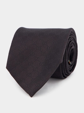 GG Monogram Black Silk Tie Suits Mens - men's suits outlet