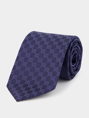 GG Monogram Blue Silk Tie Suits Mens - men's suits outlet