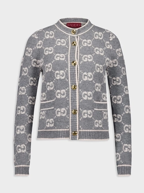 GG Wool Boucl Jacquard Cardigan Knitwear Womens - women's knitwear cheap