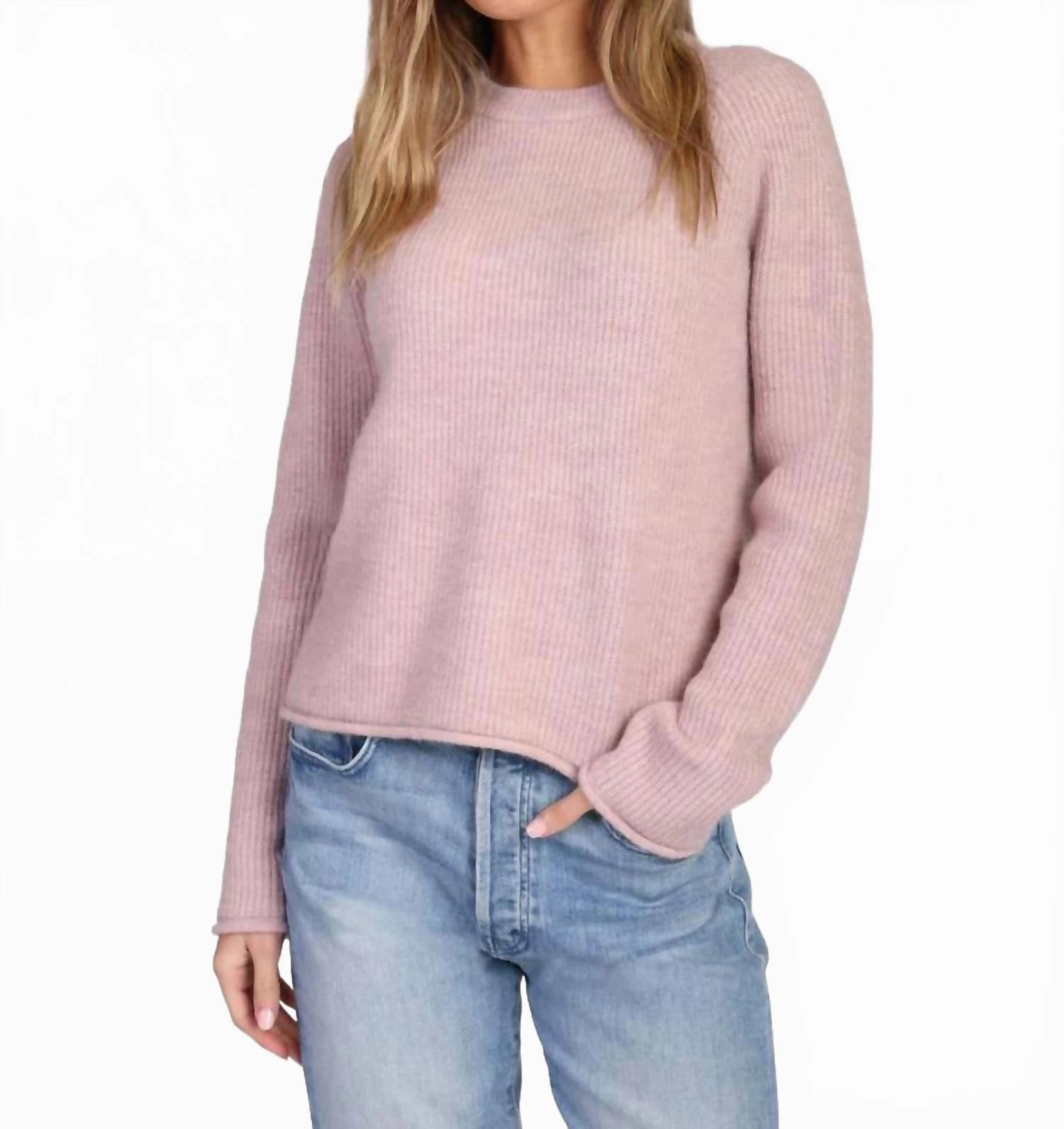 Gigi Crewneck Sweater In Soft Pink Tops Womens - peplum tops outlet