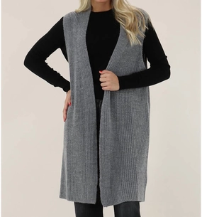 Gilet Sweater Vest In Antracite Tops Womens - ruffle blouses
