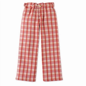 Girls Plaid Wide Leg Pants In Coral womens dress pants clearance