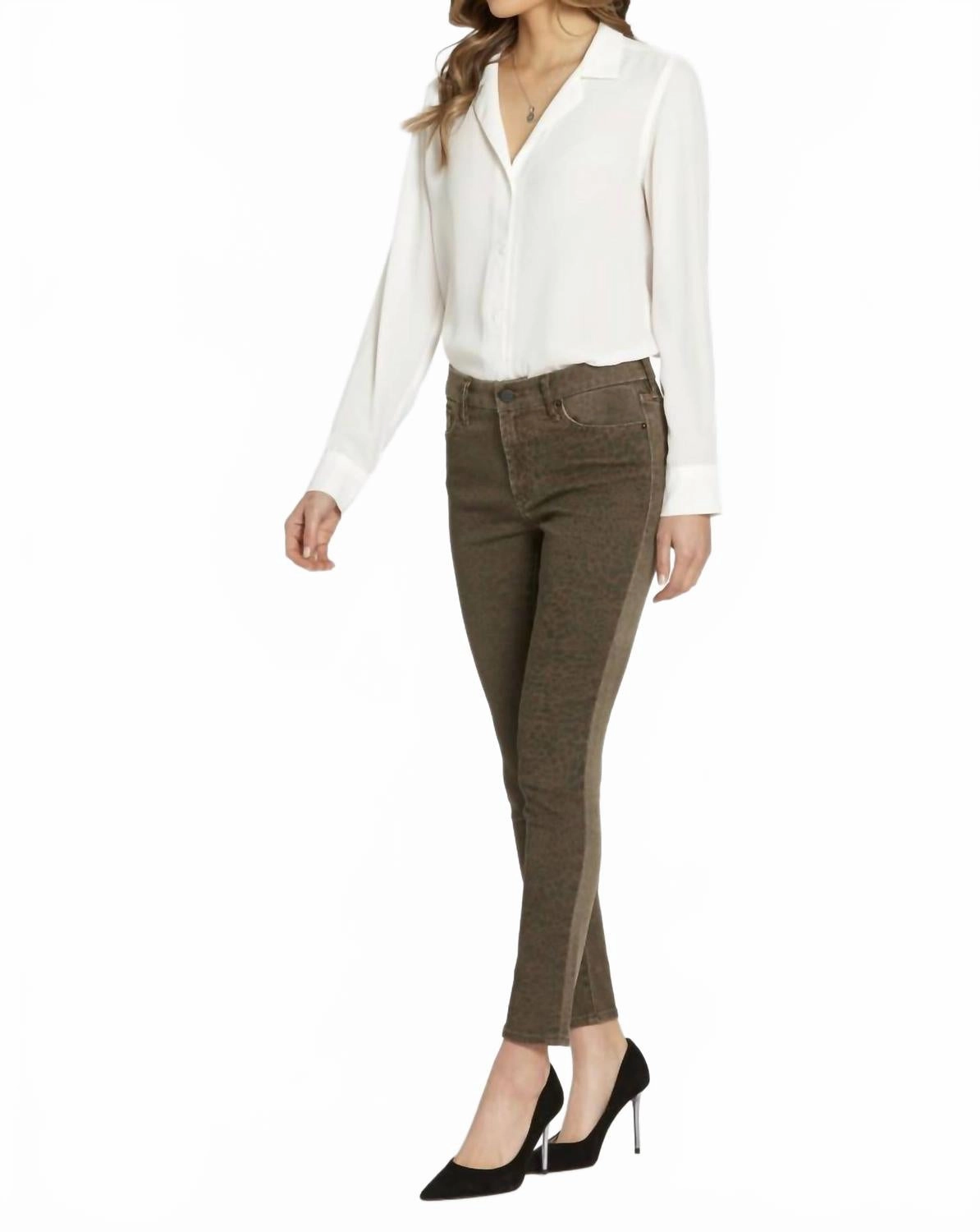 Gisele Leopard Skinny High Waisted Jeans In Mocha