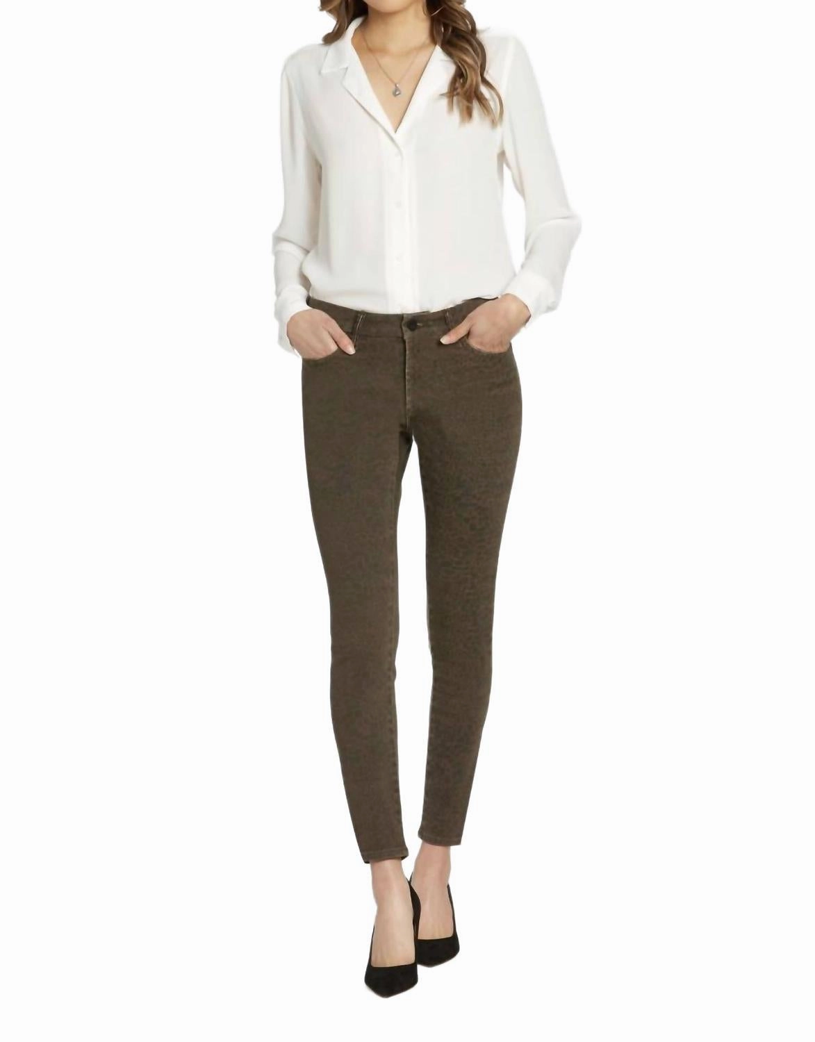 Gisele Leopard Skinny High Waisted Jeans In Mocha