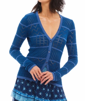 Gloria Cardigan In Navy Tops Womens - asymmetrical tops