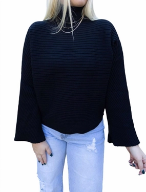 Glorious Day Sweater In Black Tops Womens - asymmetrical tops