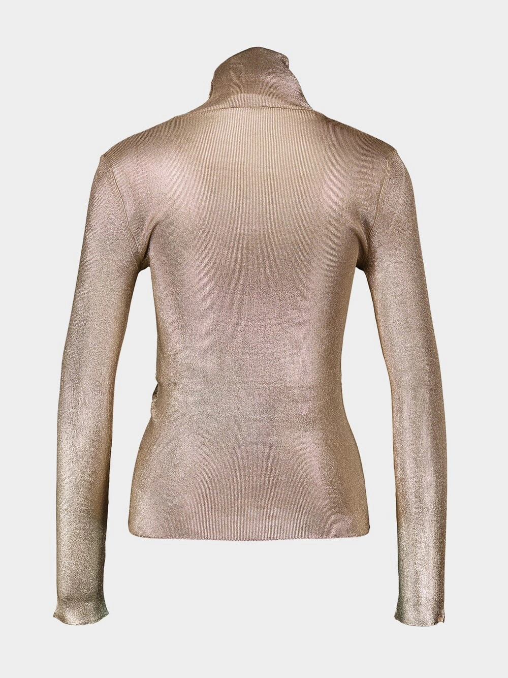 Gold Wet Look Viscose Knit Turtleneck