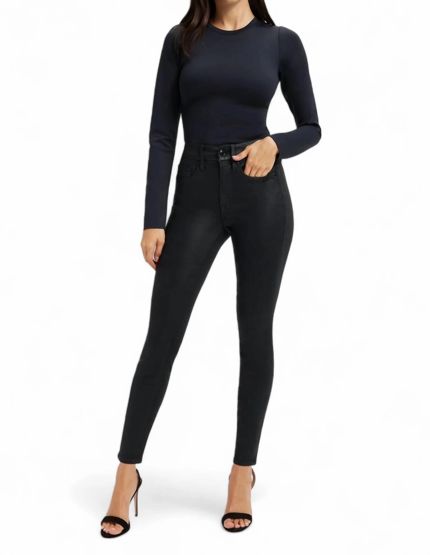 Good Legs Coated Skinny Jean In Black