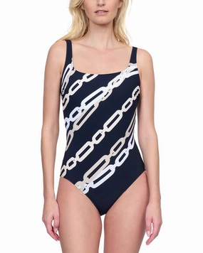 Gottex Square Neck One-Piece Swim Womens - shirred swimwear