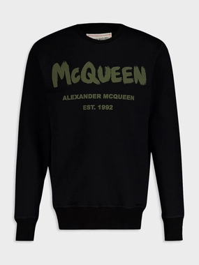 Graffiti Logo Print Black Sweatshirt Tops Mens - thermal tops