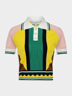 Graphic Panelled Knit Polo Knitwear Womens - women's knitwear cheap