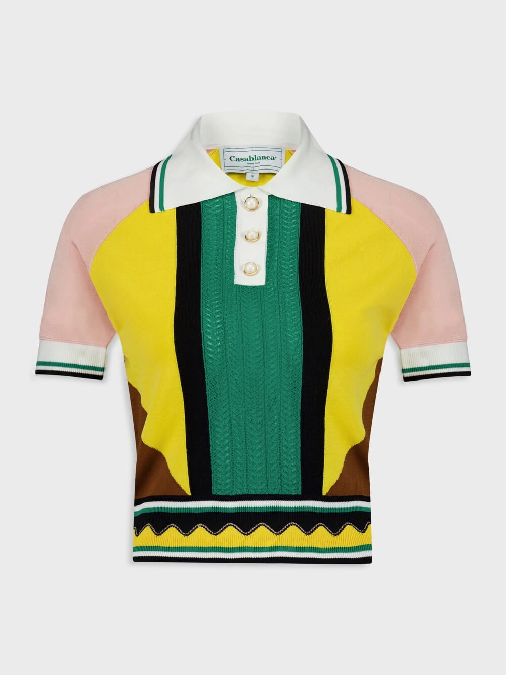 Graphic Panelled Knit Polo Knitwear Womens - women's knitwear cheap