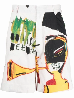 Graphic-Print Cotton Shorts cheap mens pants online