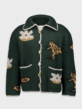 Green Alpaca Bayou Cardigan Knitwear Mens - men's sweaters sale