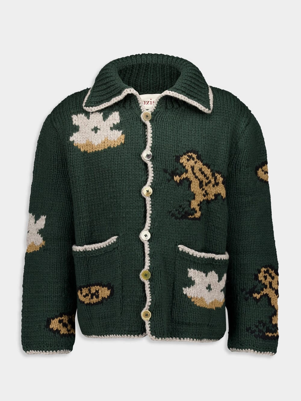 Green Alpaca Bayou Cardigan Knitwear Mens - men's sweaters sale