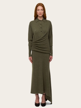 Green Asymmetric Knitted Dress Knitwear Womens - women's knitwear cheap