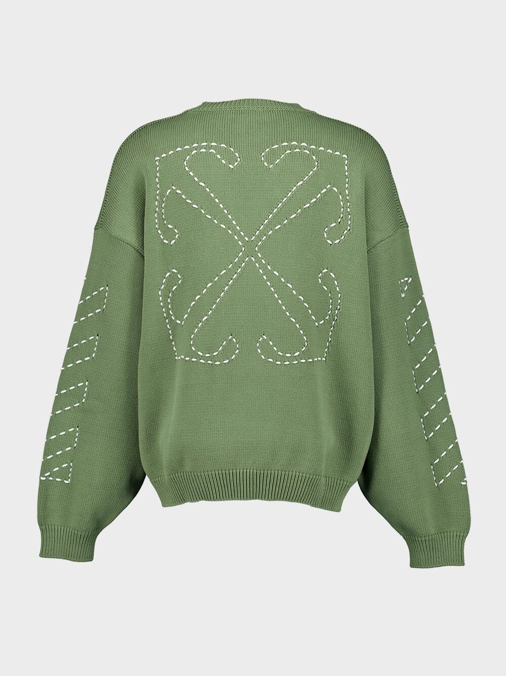 Green Embroidered-Logo Knitted Jumper