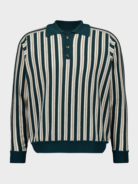 Green Hogan Stripe Polo Knitwear Mens - men's sweaters sale