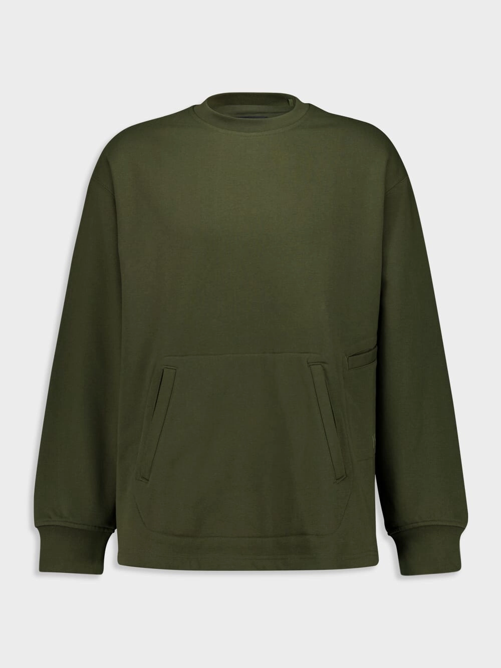 Green Loose Crew Sweater Tops Mens - thermal tops