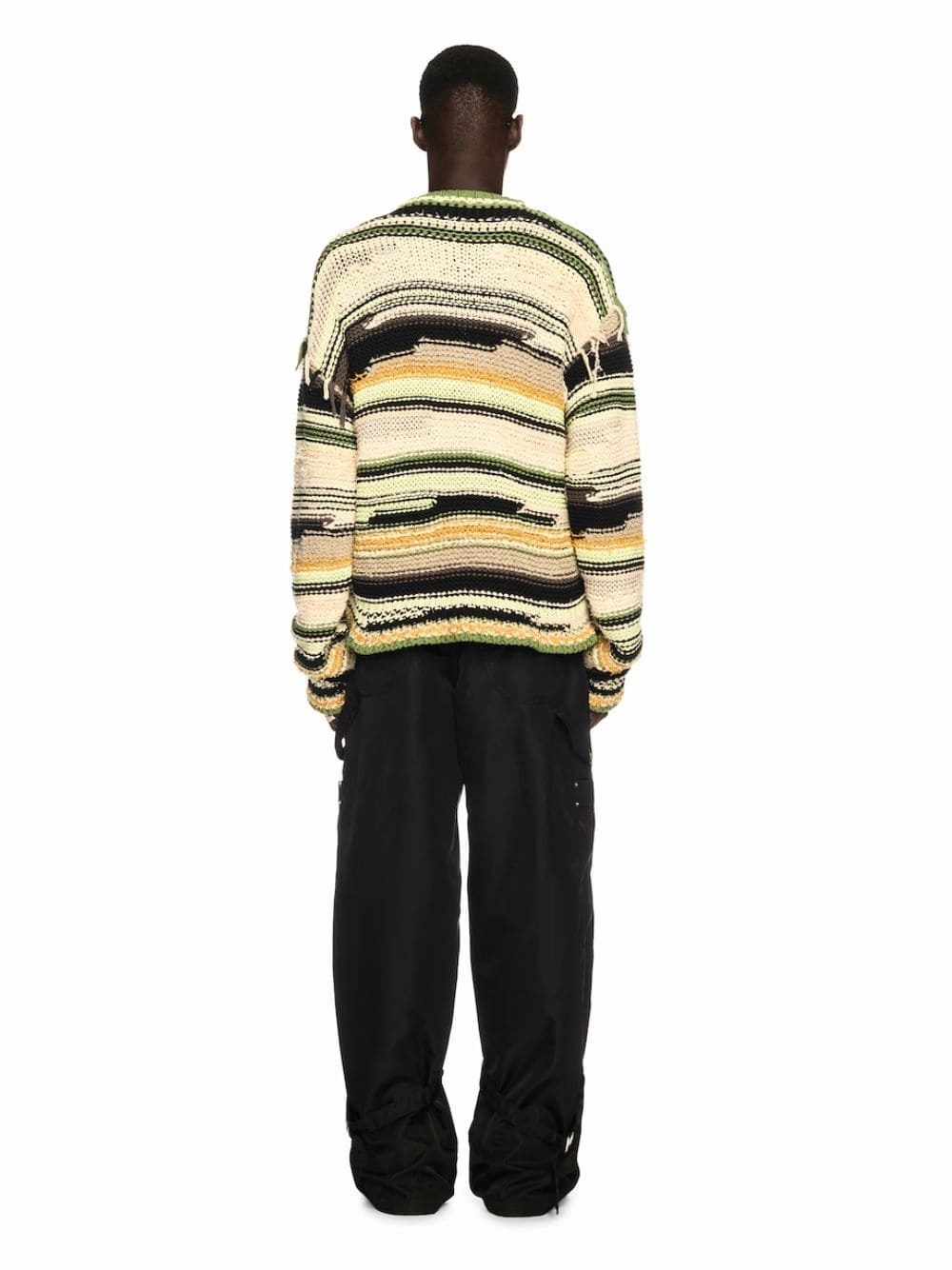 Green Premium Quality Striped Knit Cardigan