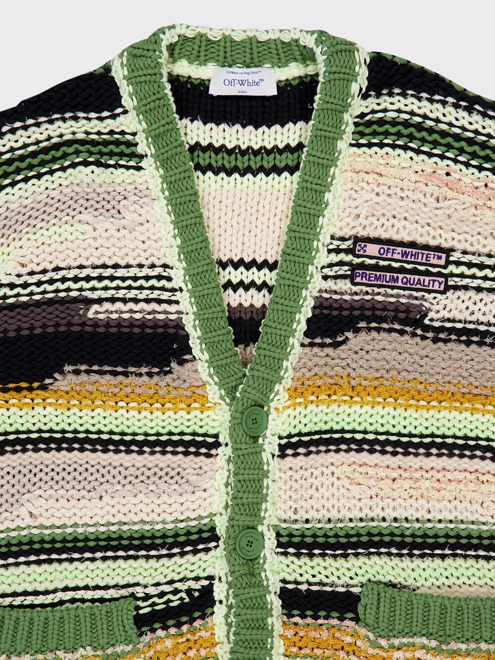 Green Premium Quality Striped Knit Cardigan