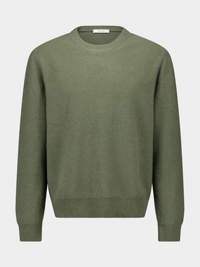Green Wool Crew-Neck Jumper Knitwear Mens - men's sweaters sale