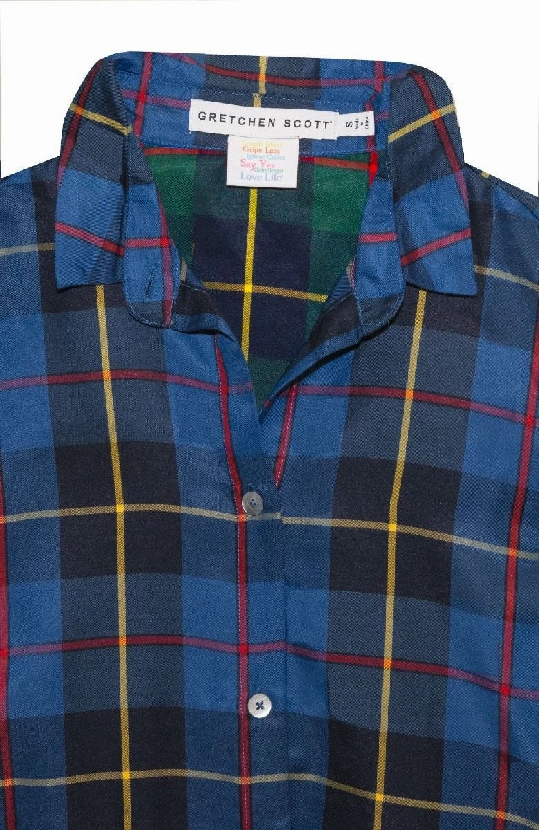 Gretchen Scott Juliette Blouse - Plaidly Cooper - Blue Plaid
