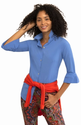 Gretchen Scott Priss Chiffon Blouse - French Blue womens blouses promo