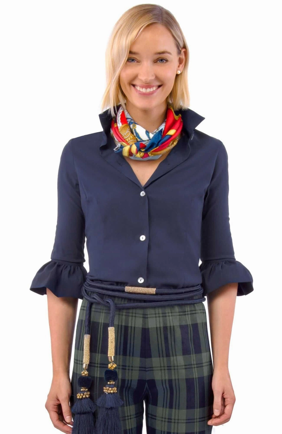Gretchen Scott Priss Chiffon Blouse - Navy womens blouses promo