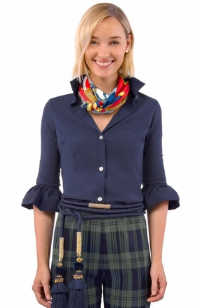 Gretchen Scott Priss Chiffon Blouse - Navy womens blouses promo