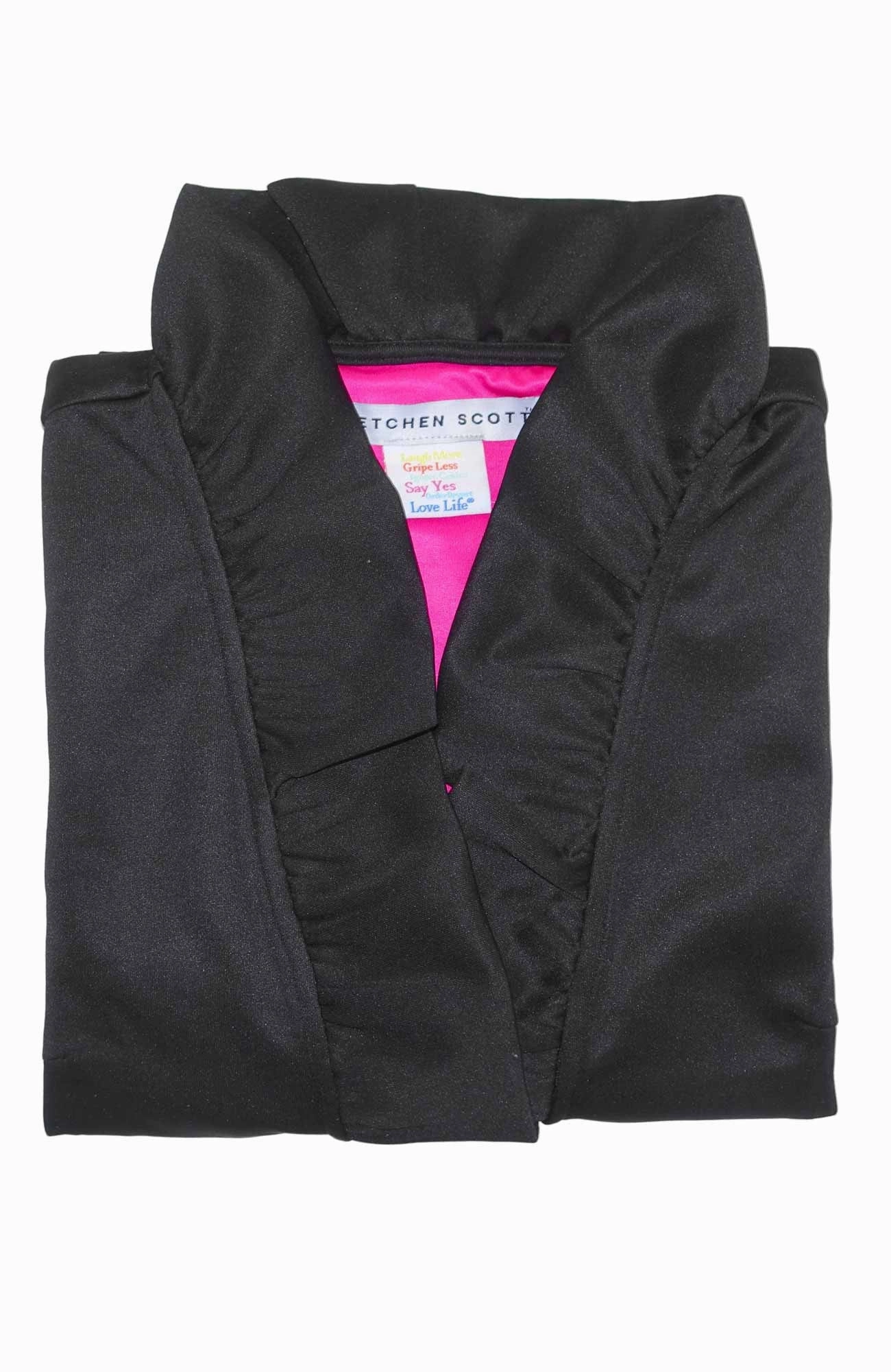 Gretchen Scott Ruff Neck Jersey Top - Solid Black