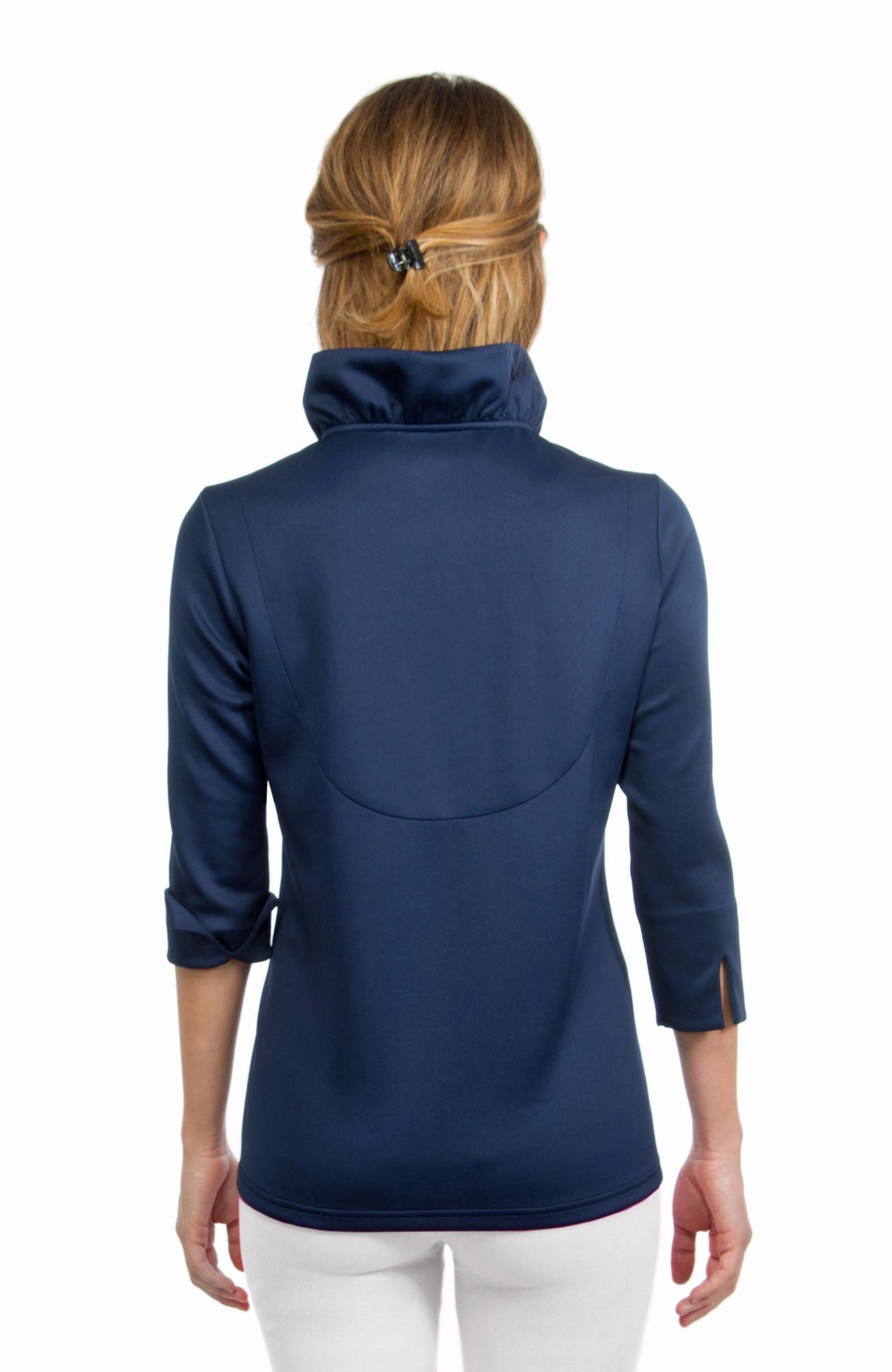 Gretchen Scott Ruff Neck Jersey Top - Solid Navy
