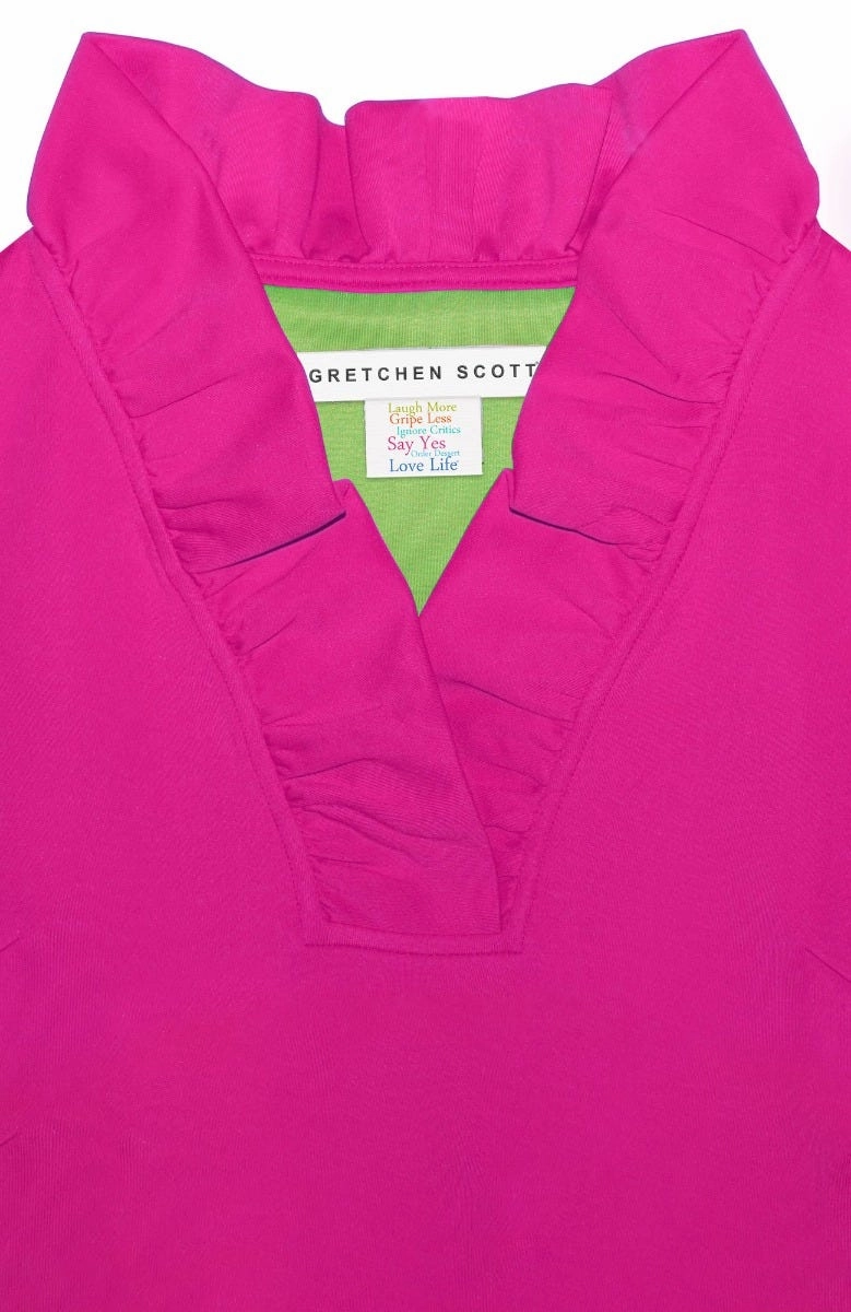 Gretchen Scott Ruff Neck Jersey Top - Solid Pink