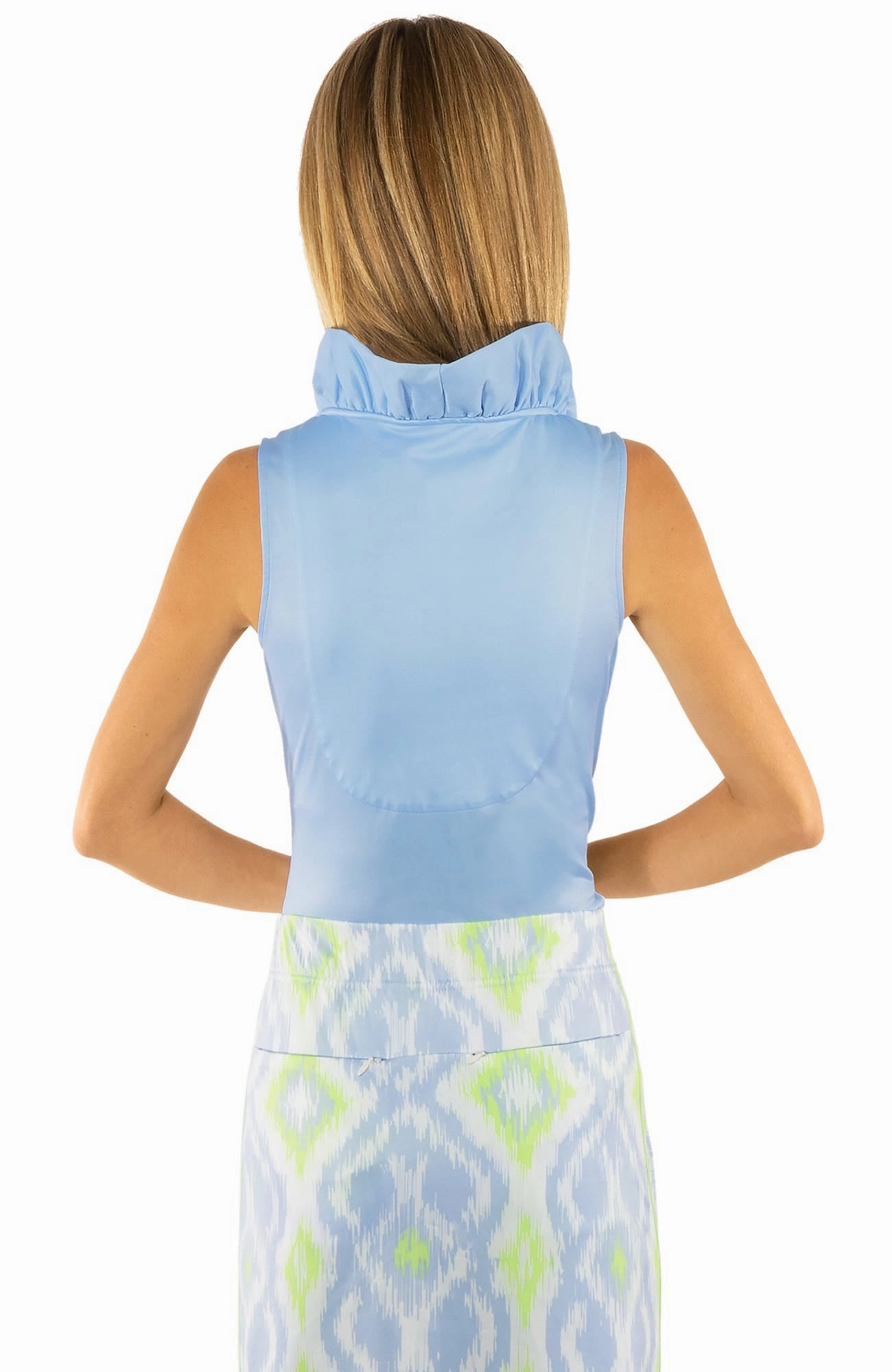 Gretchen Scott Ruff Neck Sleeveless Jersey Top - Periwinkle