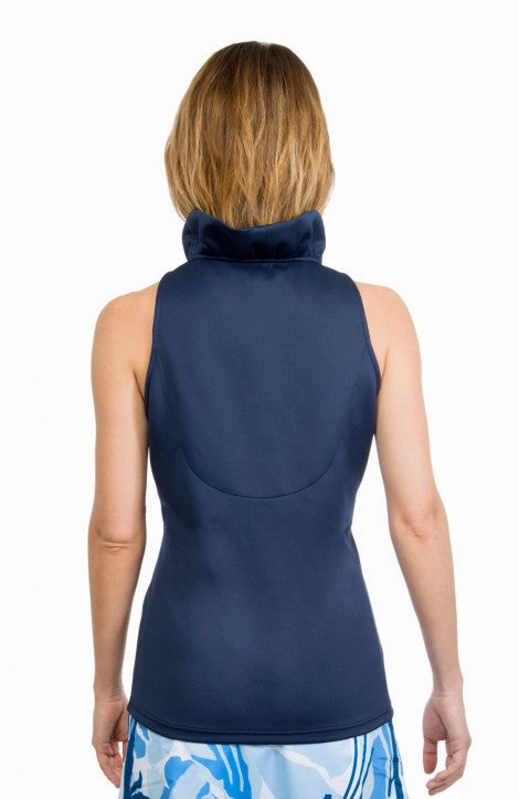Gretchen Scott Ruff Neck Sleeveless Jersey Top - Solid Navy