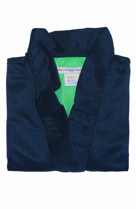 Gretchen Scott Ruff Neck Sleeveless Jersey Top - Solid Navy