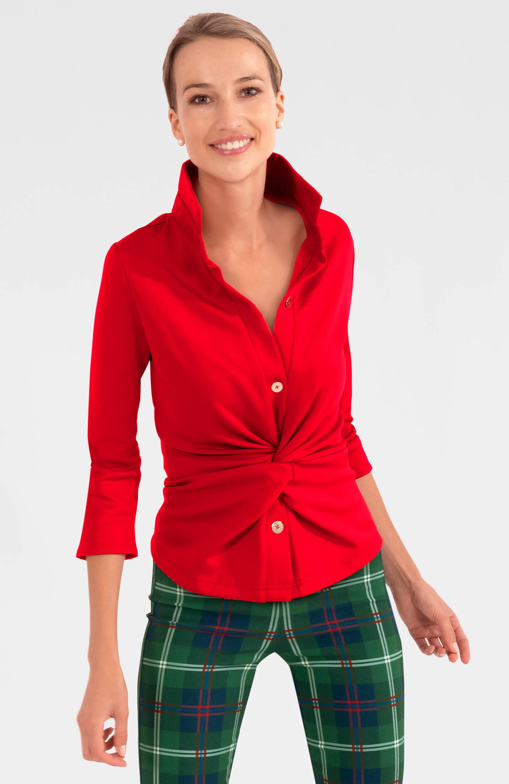 Gretchen Scott Twist & Shout Top - Crimson womens blouses promo