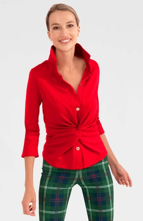 Gretchen Scott Twist & Shout Top - Crimson womens blouses promo