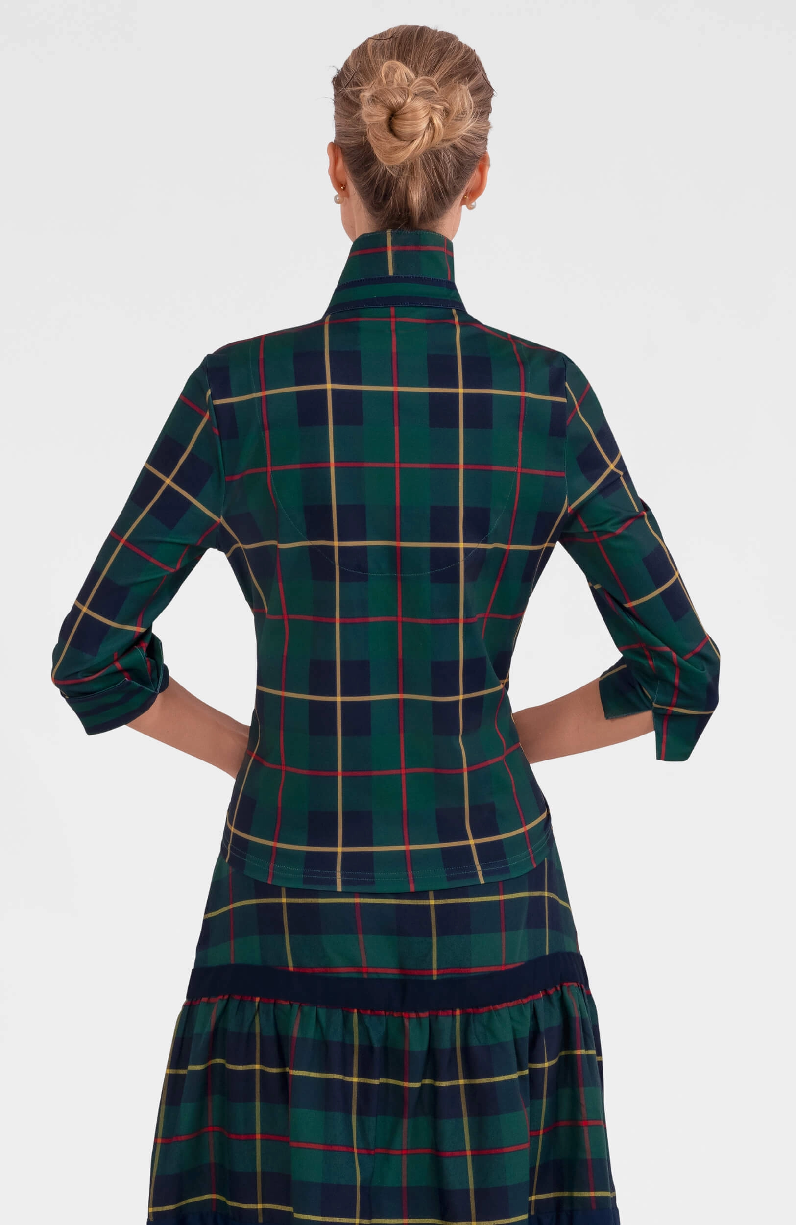 Gretchen Scott Twist & Shout Top - Plaidly Cooper - Green Multi