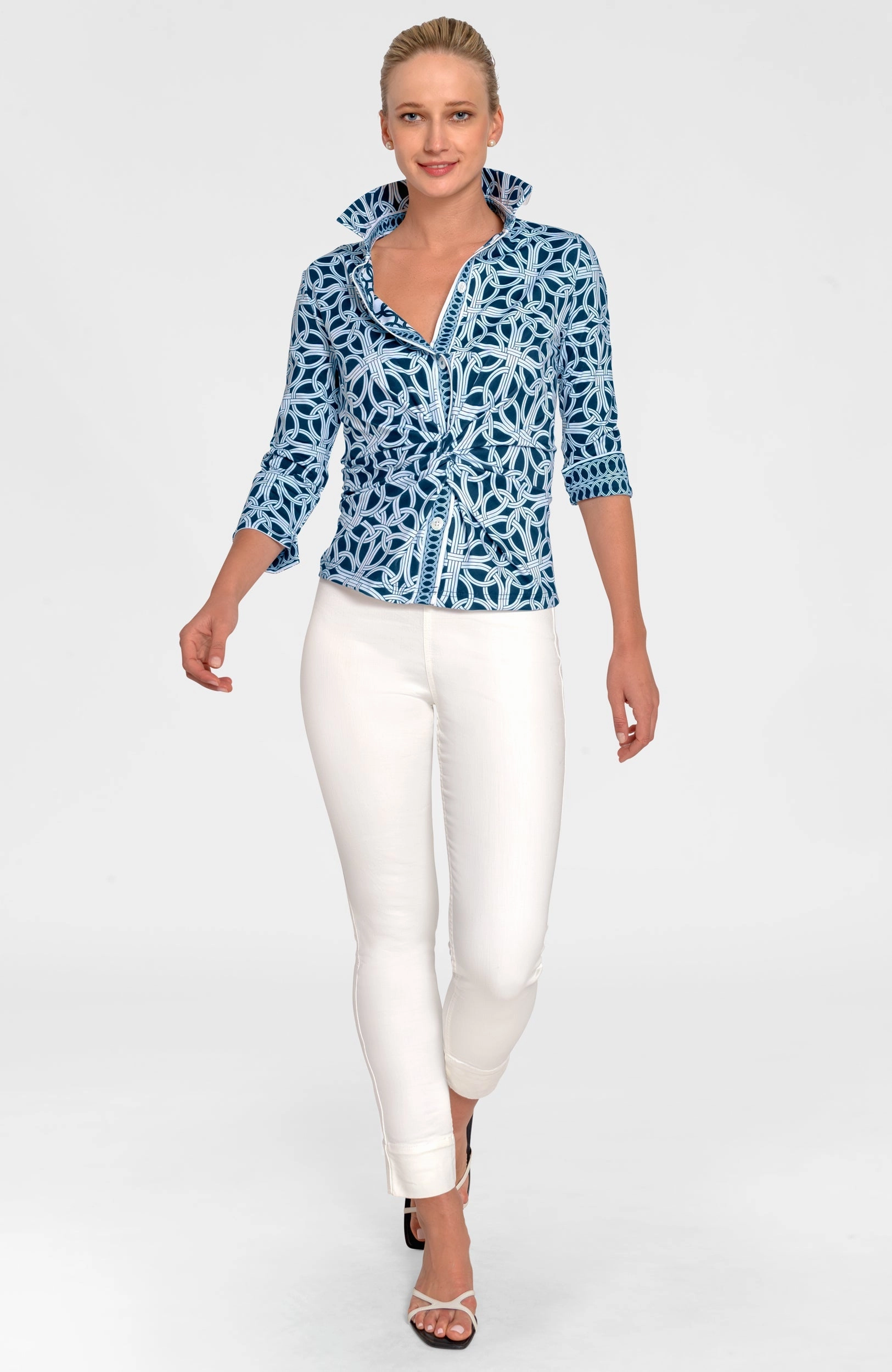 Gretchen Scott Twist & Shout Top - Ring Toss - Navy