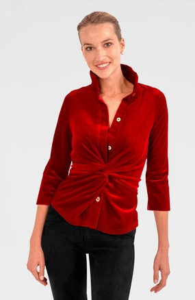 Gretchen Scott Twist & Shout Top - Silky Velvet - Crimson womens blouses promo