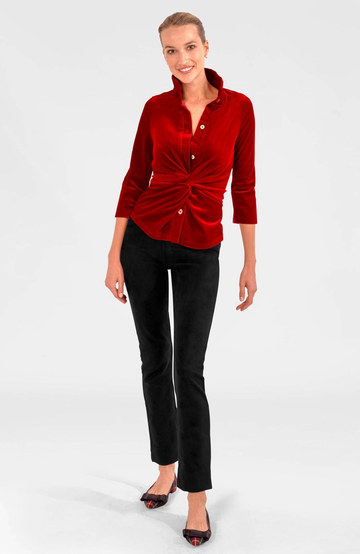 Gretchen Scott Twist & Shout Top - Silky Velvet - Crimson