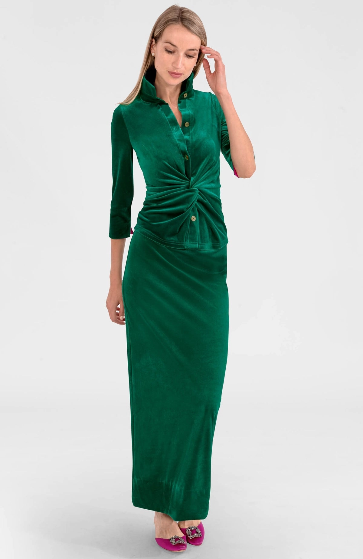 Gretchen Scott Twist & Shout Top - Silky Velvet - Green