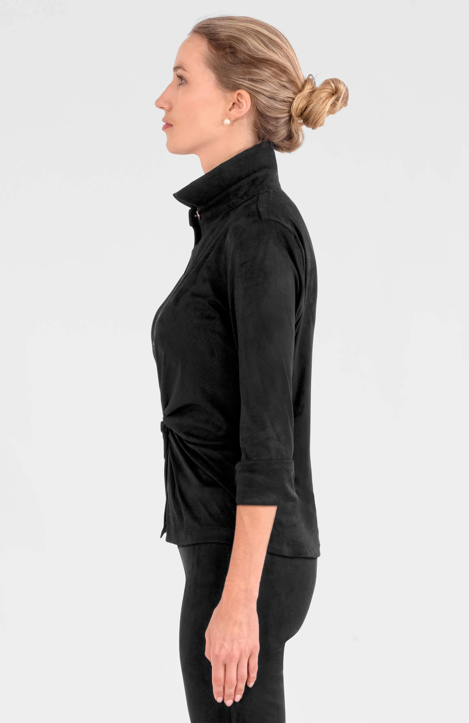 Gretchen Scott Twist & Shout Top - Ultra Suede - Black